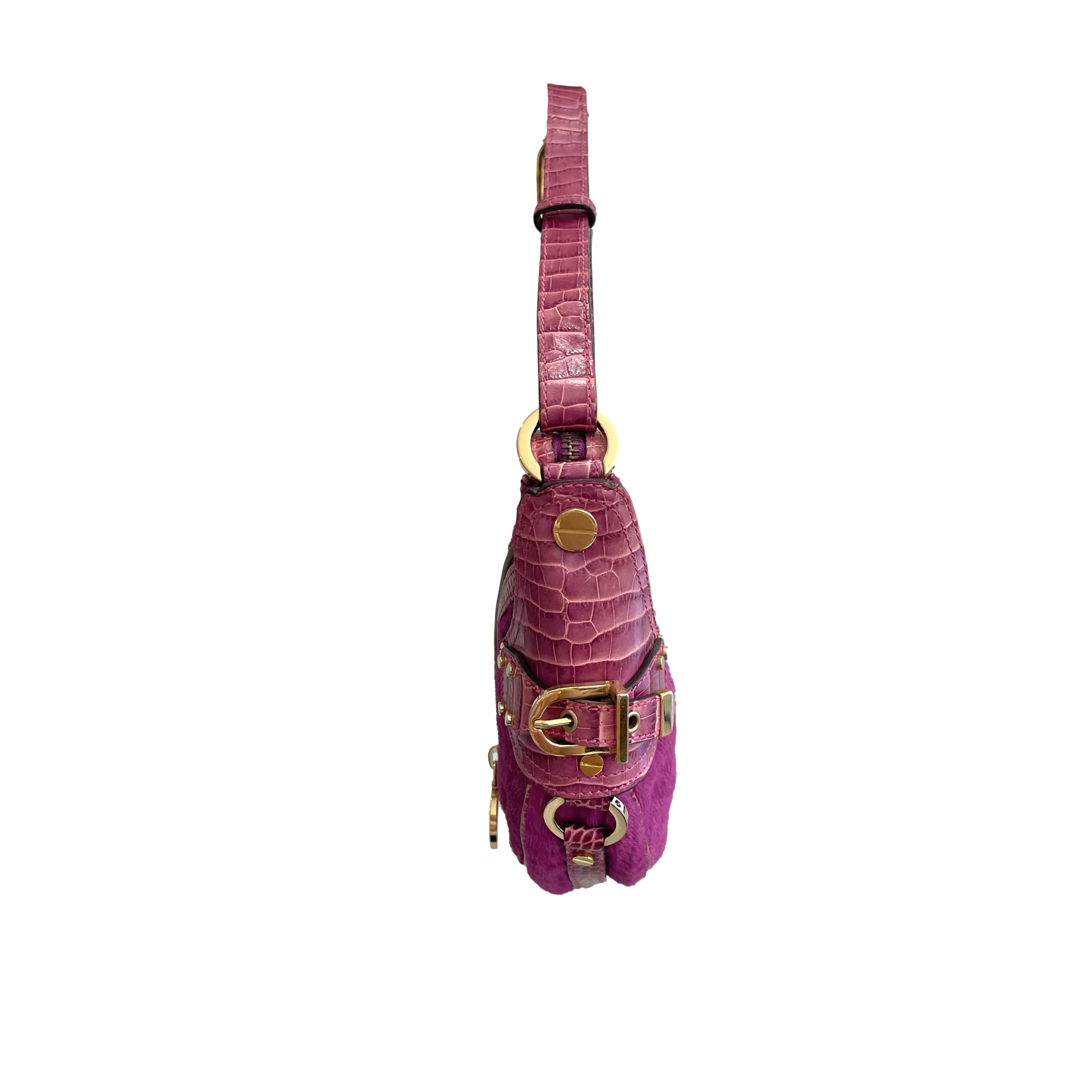 Versace Pink Calf Hair Shoulder Bag
