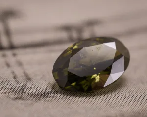 Vintage GIA 2.16ct Chameleon Fancy Green Oval Diamond