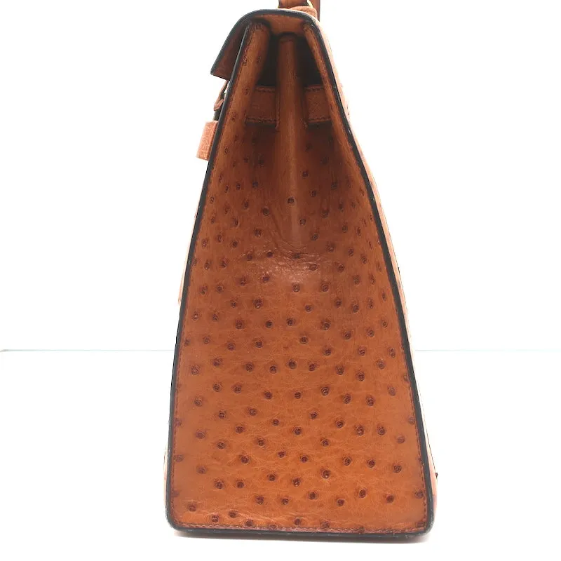 Vintage Hermes Kelly 32 Bag Crinoline Horse Hair & Gold Ostrich Gold Hardware