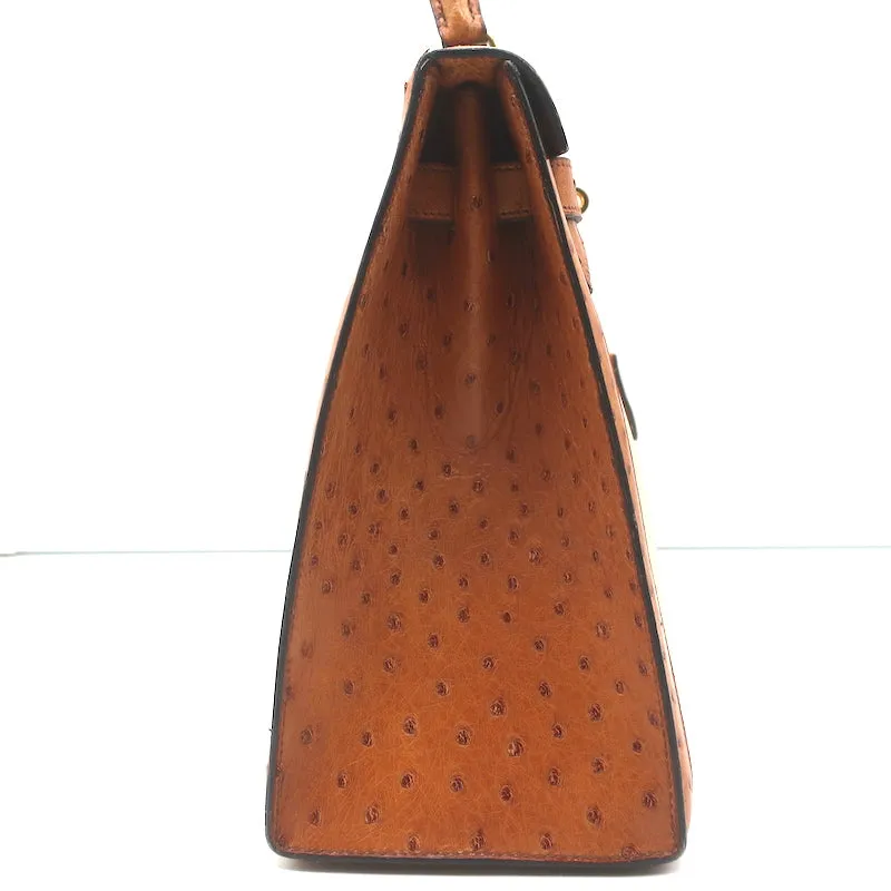 Vintage Hermes Kelly 32 Bag Crinoline Horse Hair & Gold Ostrich Gold Hardware