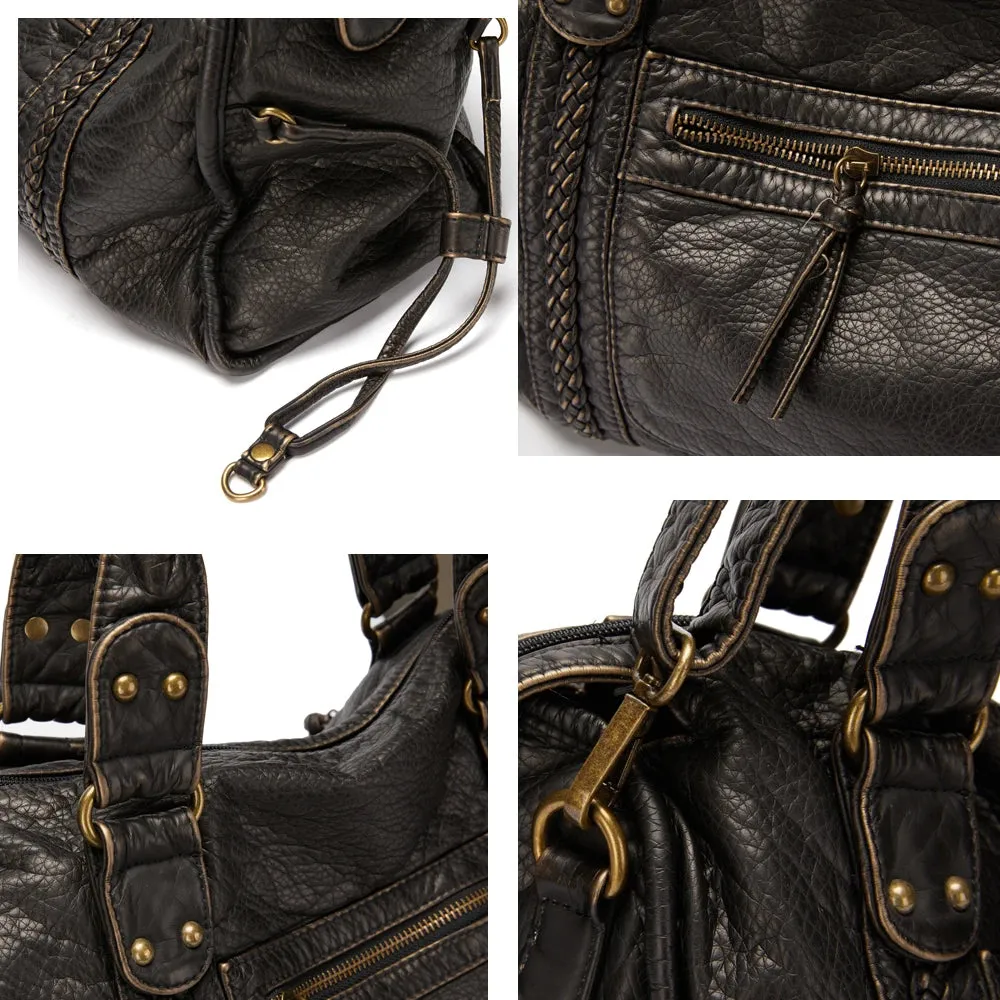 Vintage Large Capacity PU Leather Handbag for Women