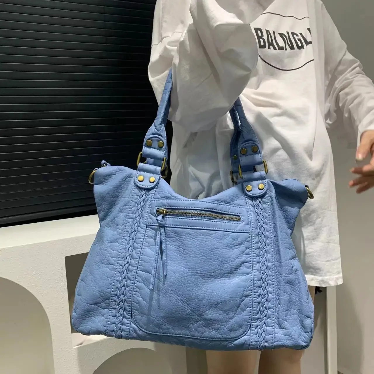 Vintage Large Capacity PU Leather Handbag for Women