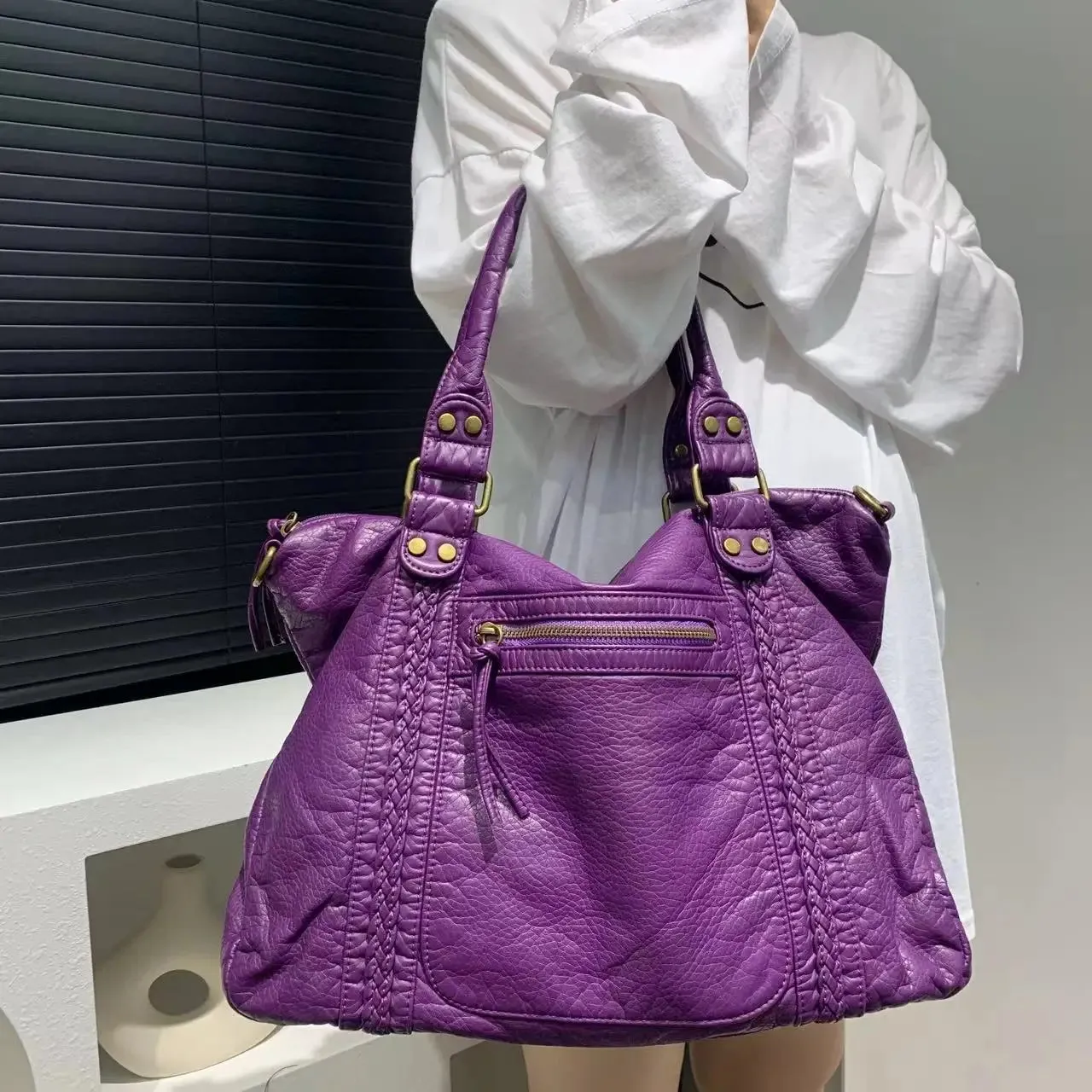 Vintage Large Capacity PU Leather Handbag for Women