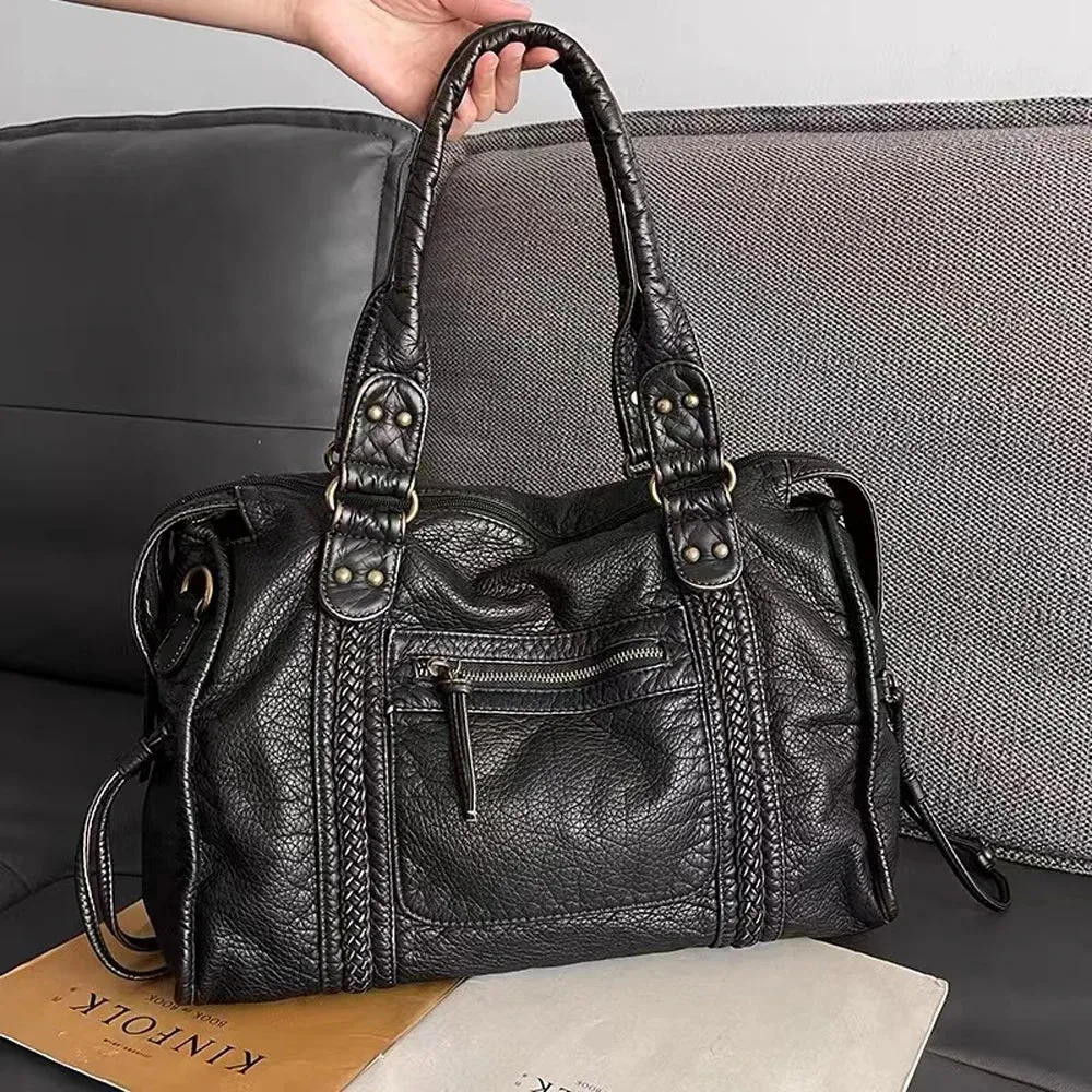 Vintage Large Capacity PU Leather Handbag for Women