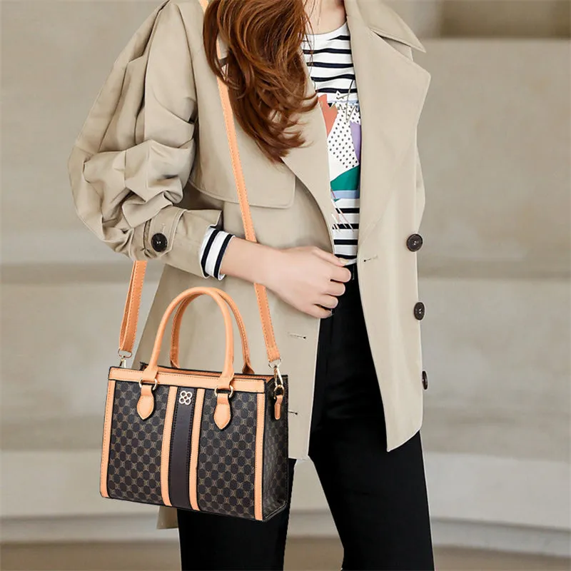 Vintage Round Print Adjustable Handbags for Ladies