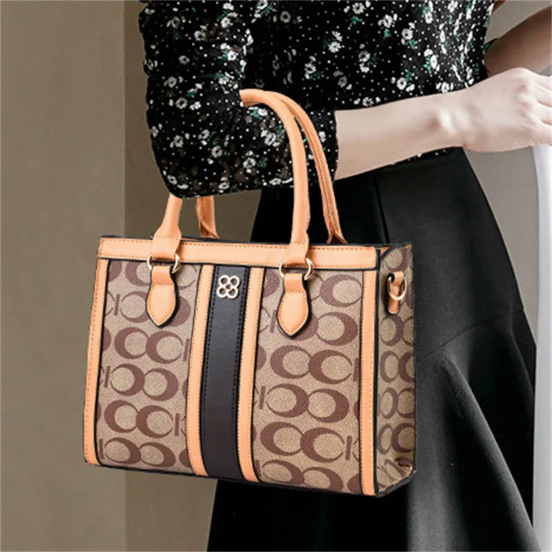 Vintage Round Print Adjustable Handbags for Ladies