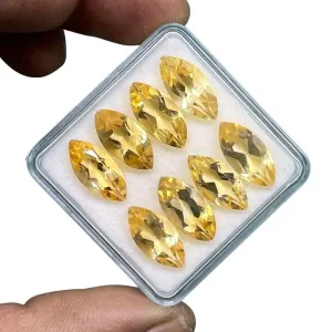 VVS 8 Pcs Natural Citrine 14x7mm Marquise Cut Loose Untreated Gems Wholesale Lot