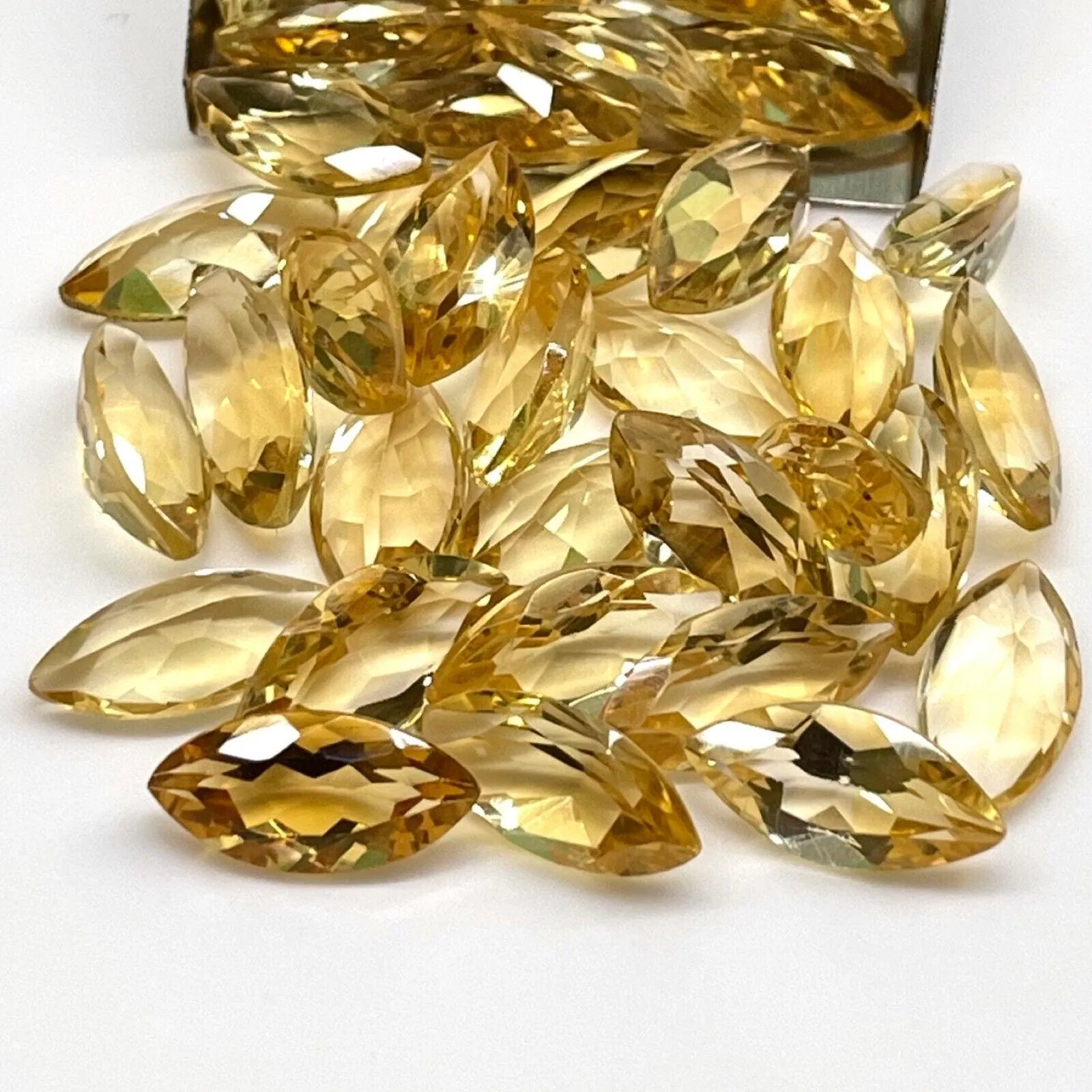 VVS 8 Pcs Natural Citrine 14x7mm Marquise Cut Loose Untreated Gems Wholesale Lot