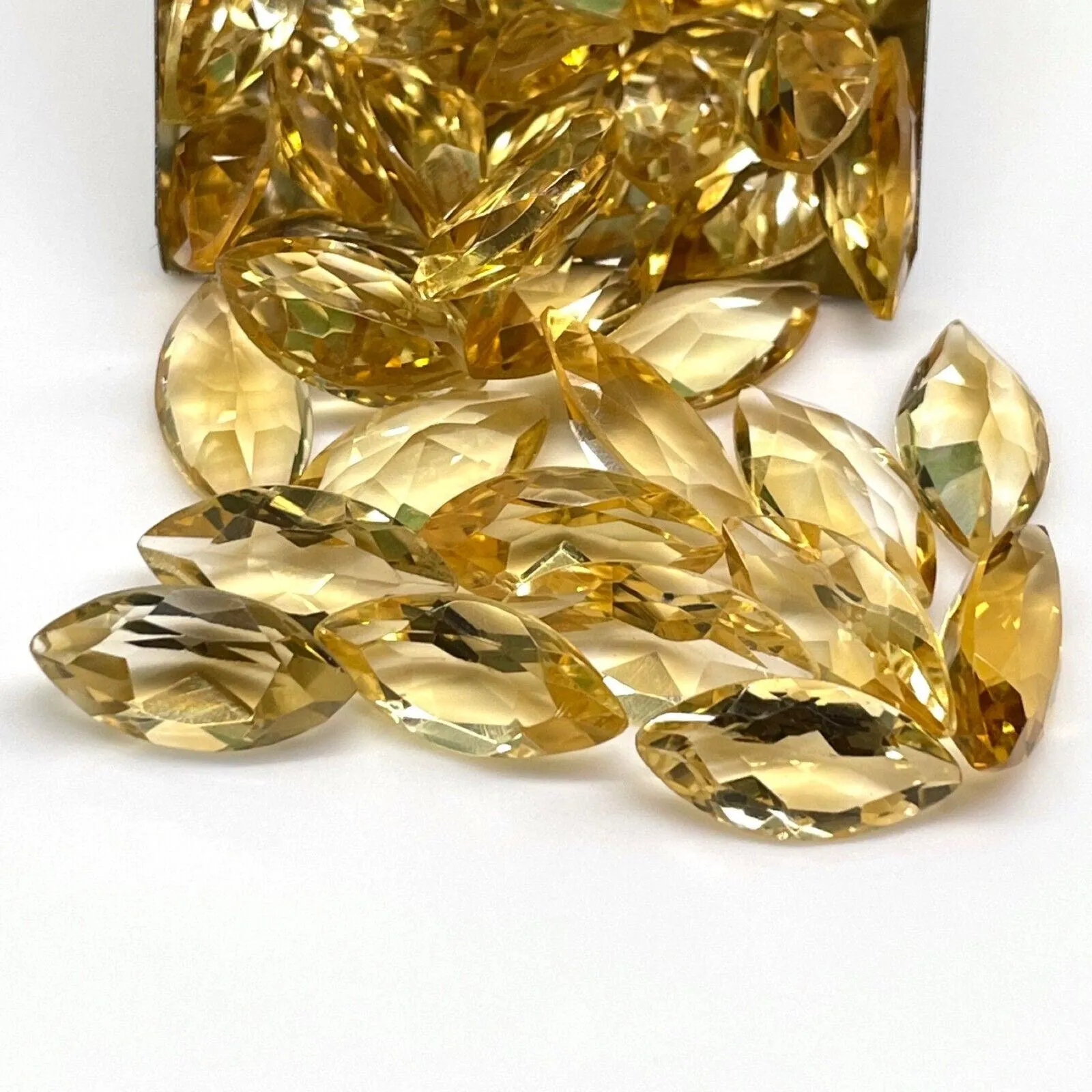 VVS 8 Pcs Natural Citrine 14x7mm Marquise Cut Loose Untreated Gems Wholesale Lot