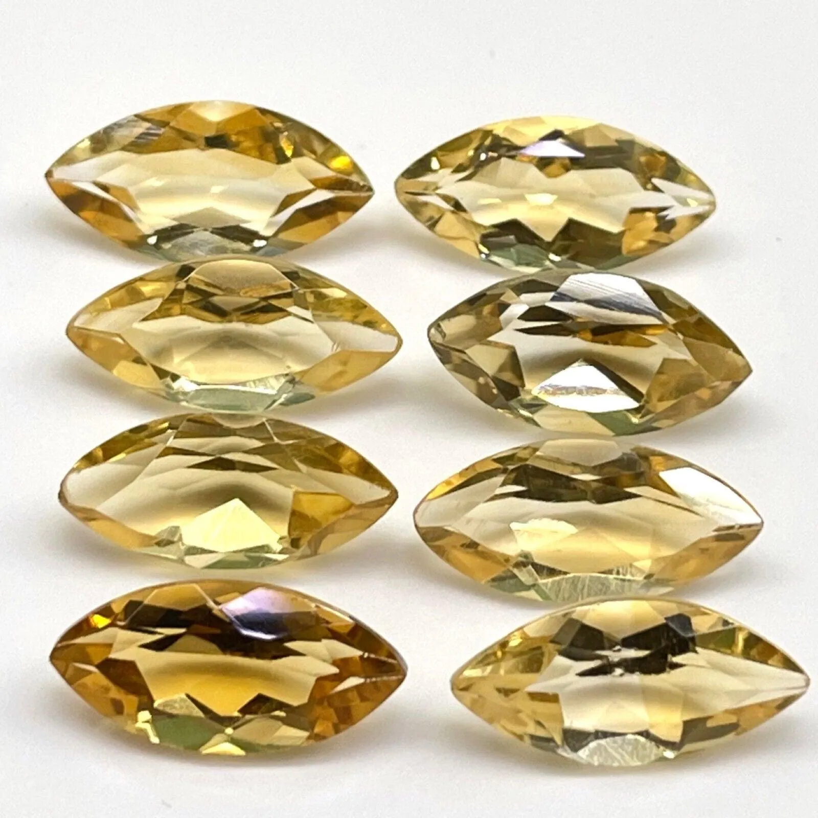 VVS 8 Pcs Natural Citrine 14x7mm Marquise Cut Loose Untreated Gems Wholesale Lot