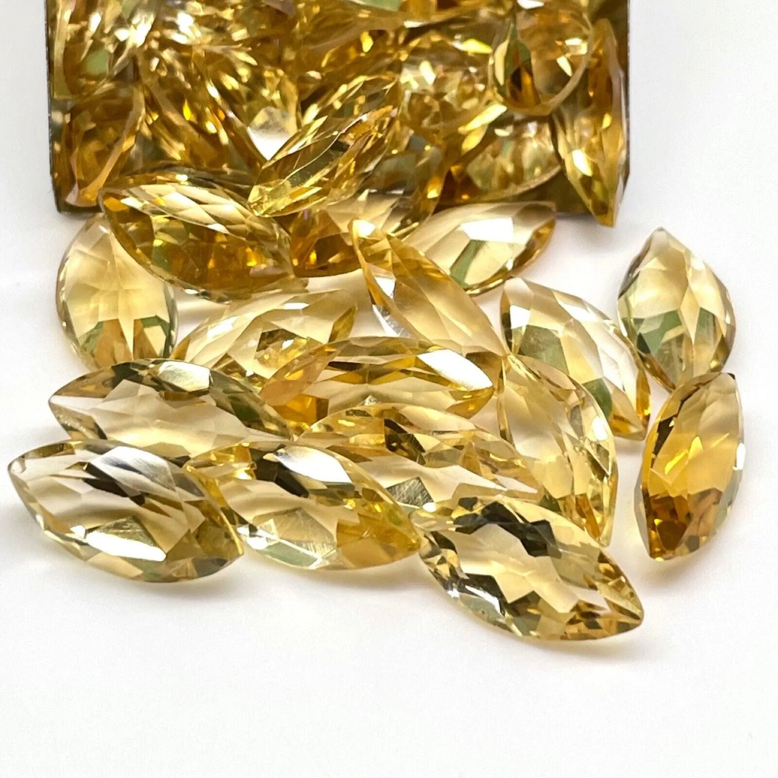 VVS 8 Pcs Natural Citrine 14x7mm Marquise Cut Loose Untreated Gems Wholesale Lot