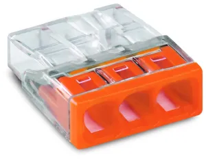 Wago 2273-203 3-Conductor Compact Push Wire Connector Terminal Block Orange