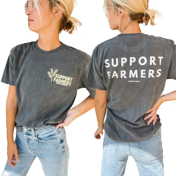 Western "Support Farmers" Wheat Graphic Tee