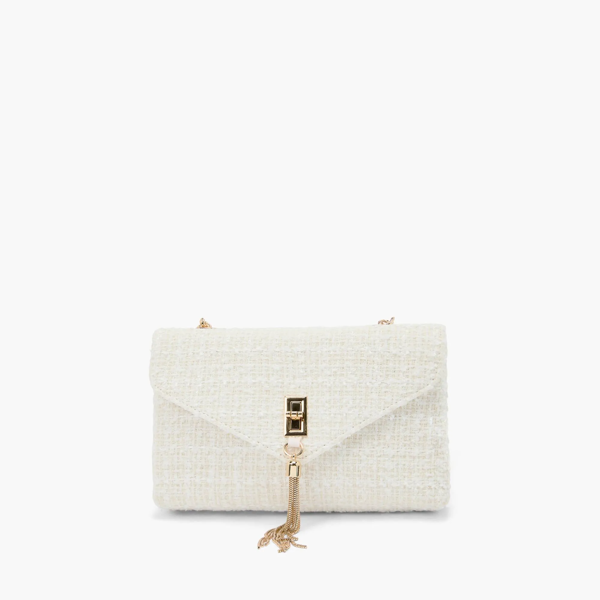 WHITE & GOLD TWEED CROSSBODY HANDBAG