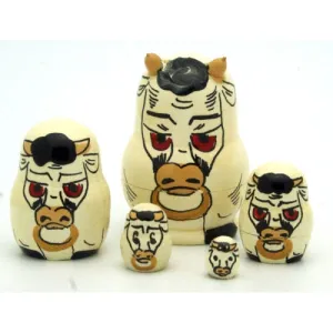White Bull Miniature Nesting Doll