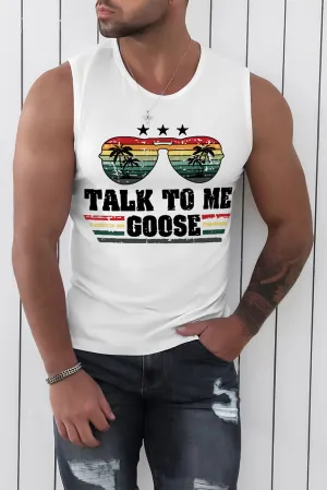 White Talk to Me Goose Vintage Graphic Mens Tank Top