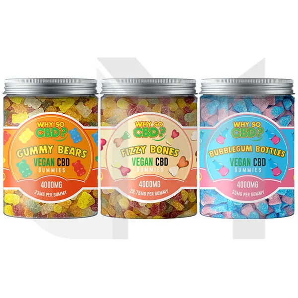 Why So CBD? 4000mg Broad Spectrum CBD Large Vegan Gummies - 11 Flavours
