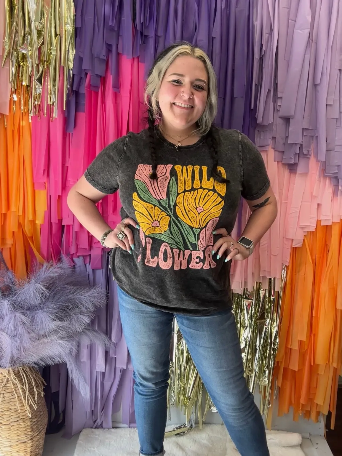 Wild Flower Tee: Charcoal
