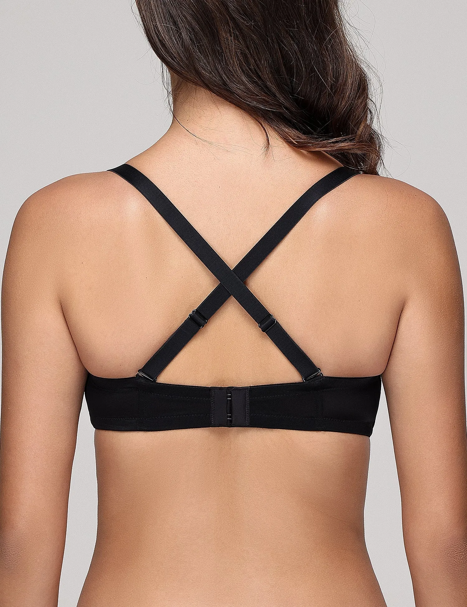 Wingslove Women's Strapless Full Figure Bra Underwire Multiway Contour Plus Size Bra Black