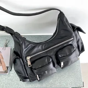 Women Leather Tote Handbag Soft PU Satchel Sling Bag Large Capacity Multi-Pocket Purse Crossbody Hobo Bag Girl Stylish Purse