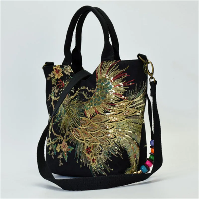 Women's Ethnic Style Lifelike Peacock Stitchwork Handbag