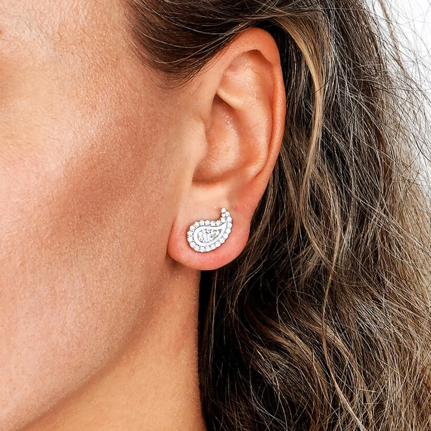 Women's Paisley Stud Earrings - Pair