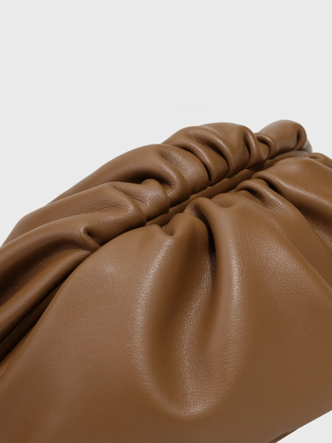 Women's Puffy Fanny Pack Cute Soft Leather Pouch Ruched Belt Bag Chunky Golden Chain