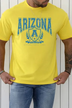 Yellow ARIZONA Graphic Print Short Sleeve Men's Oversized Tee