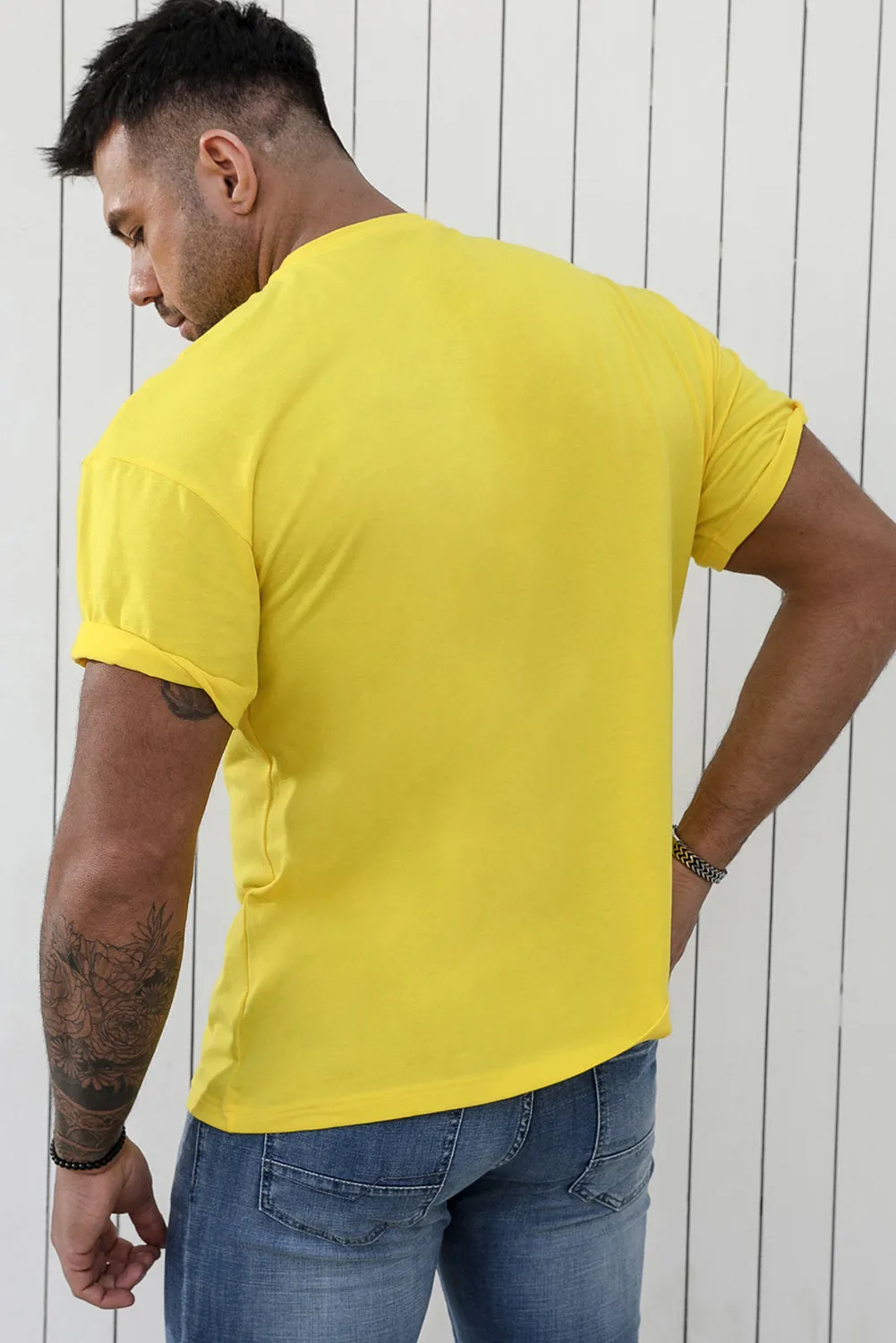 Yellow ARIZONA Graphic Print Short Sleeve Men's Oversized Tee