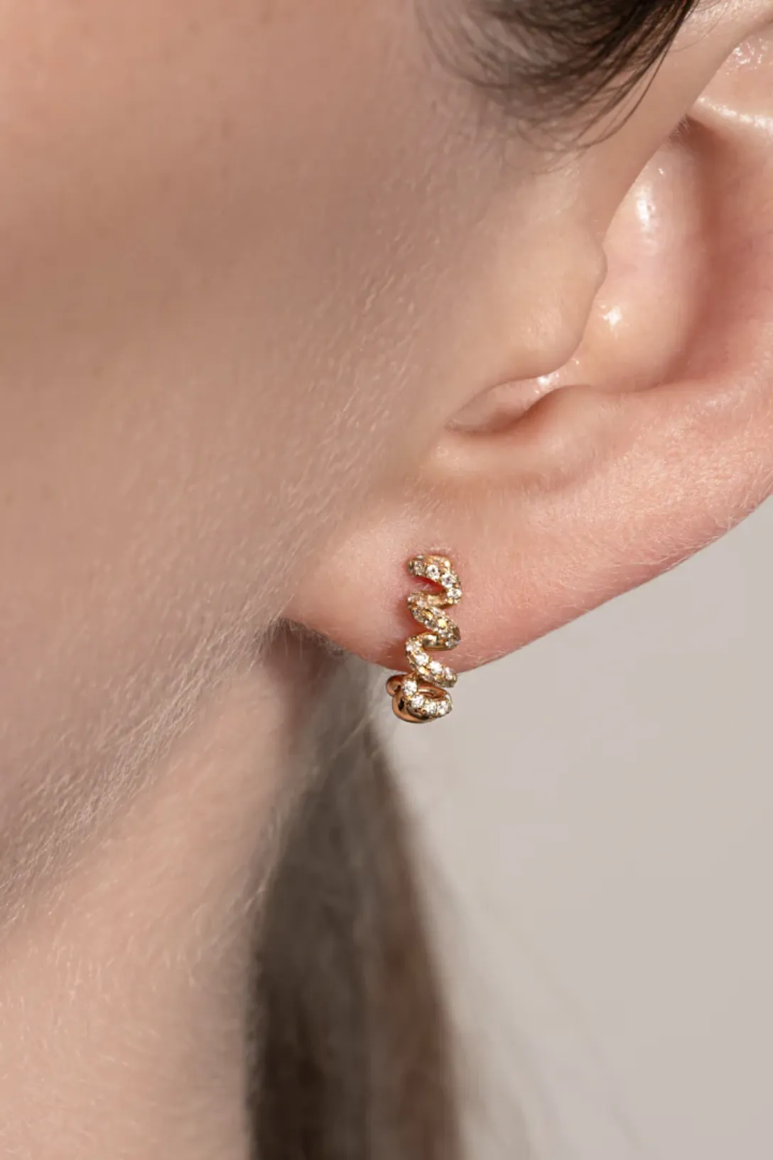 Yellow Gold Diamond Slinkee Huggie Earrings