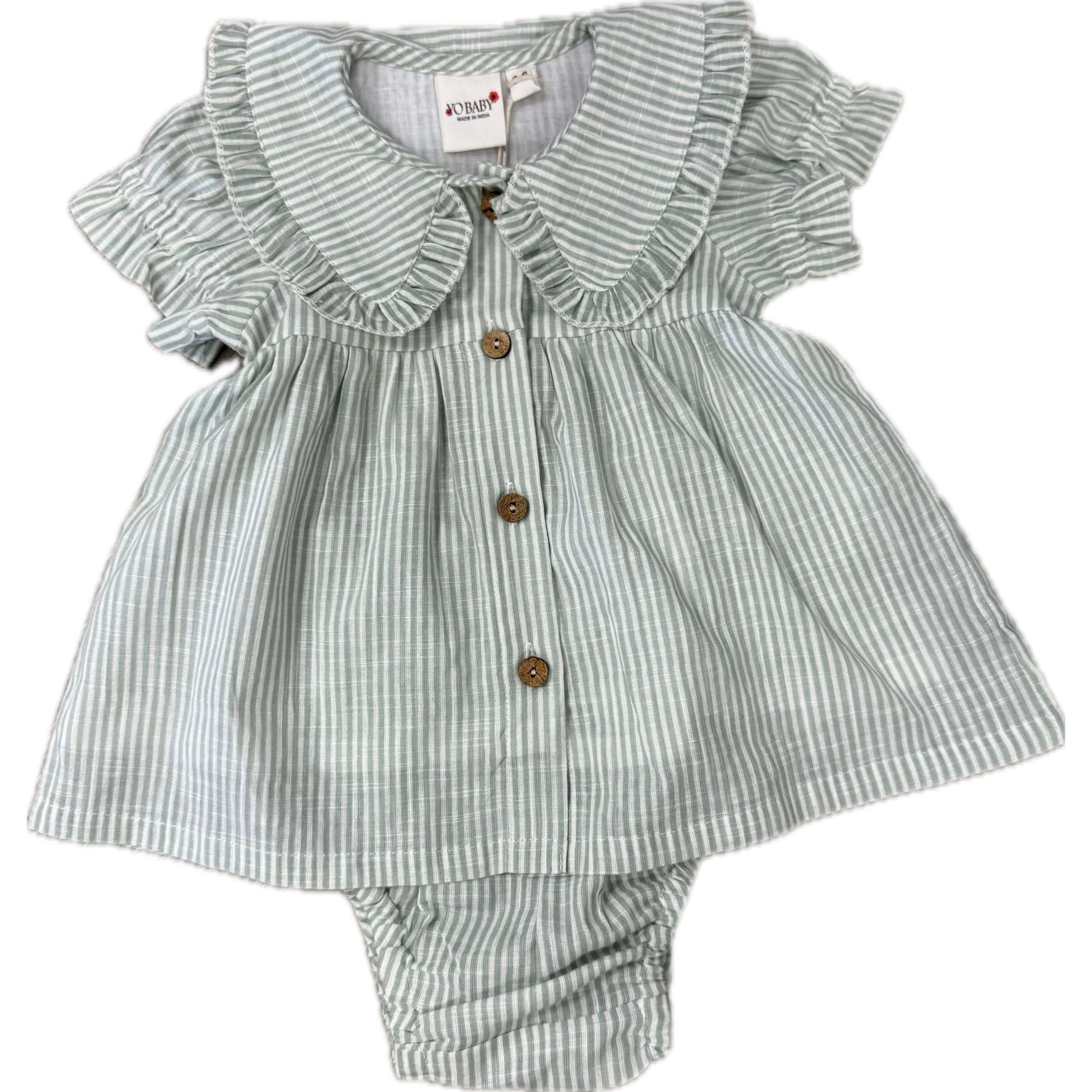 Yo Baby Jade Striped  Baby Dress Set