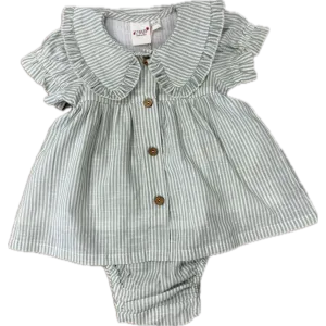 Yo Baby Jade Striped  Baby Dress Set