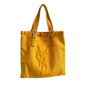 YSL Yellow Canvas Logo Shoulder Tote