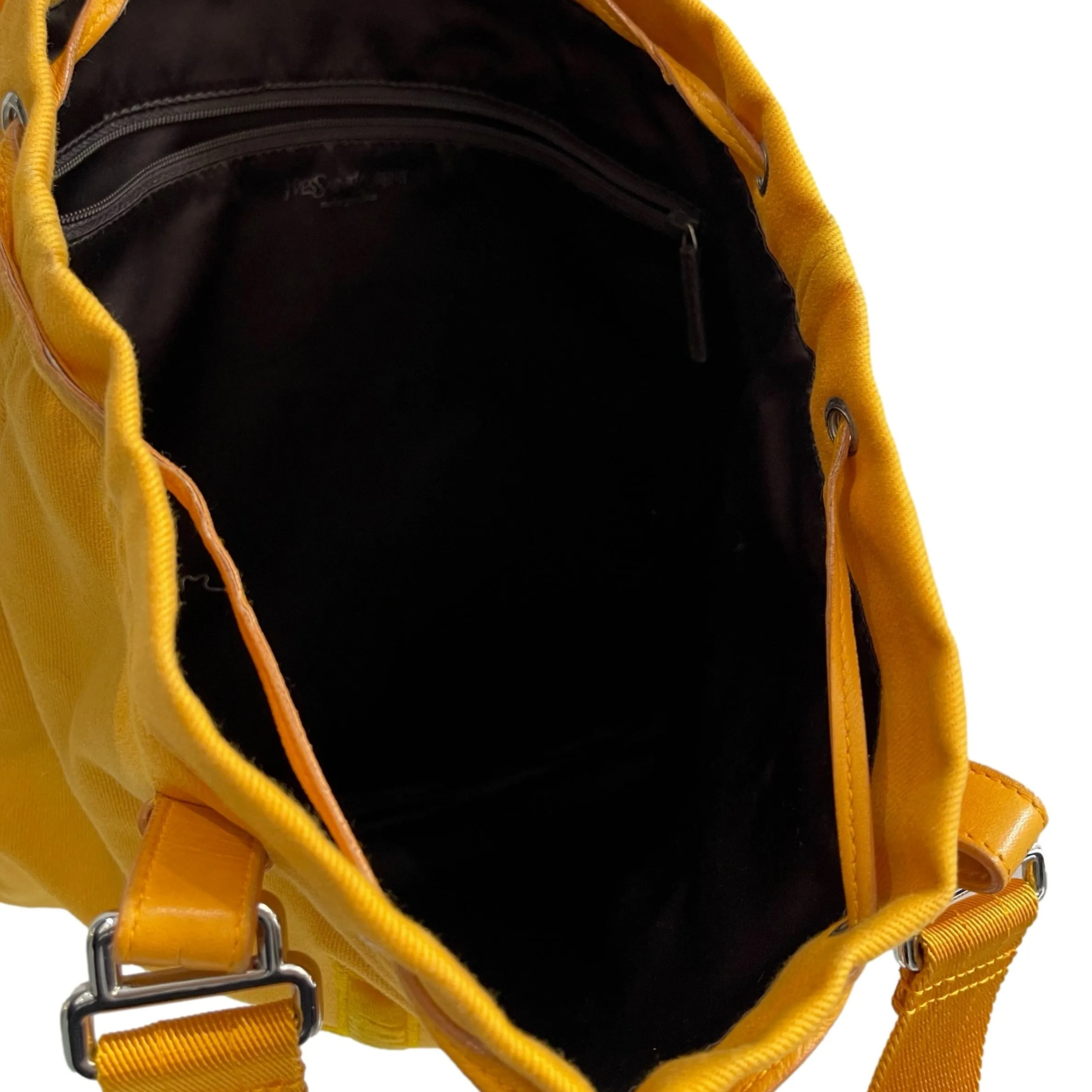 YSL Yellow Canvas Logo Shoulder Tote